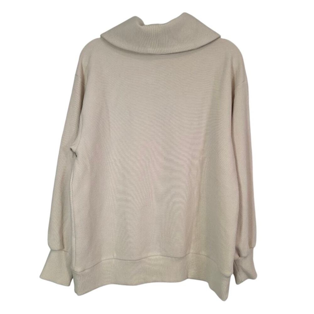 Athleta Women's M Ottoman Rib 1/4 Zip Pullover Sweatshirt Cream 769545 - Picture 3 of 9